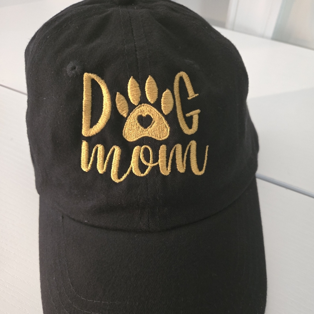 Dog Mom Black and Gold Cap